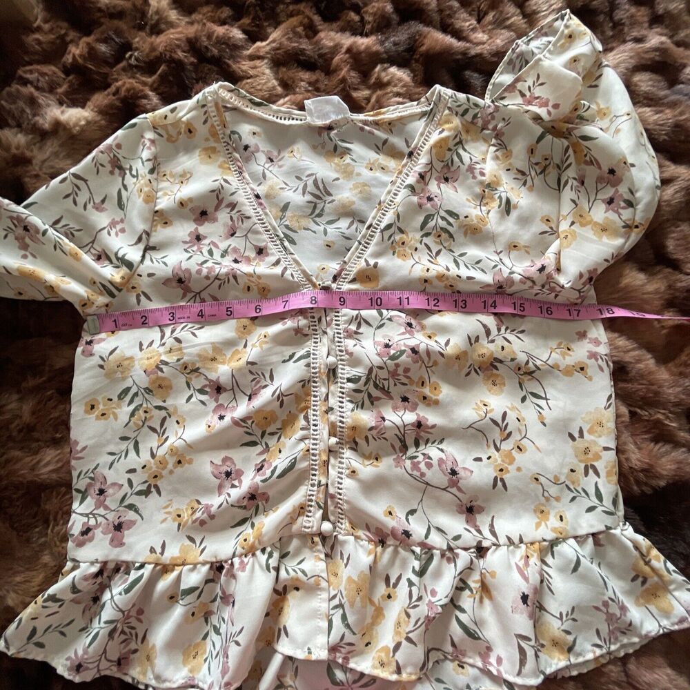 Sienna Sky Women's Size S Floral Blouse Lightweight Ruffle Top - Picture 8 of 8